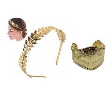 Imagem de Kit Arco Tiara Coroa Deusa Grega C/ 1 Bracelete - CM Presentes e Fanta