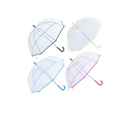 Imagem de Calli Factory Guarda-chuva transparente para mulheres, crianças – Guarda-chuvas com abertura automática, cúpula transparente com alça de fácil aderência, pacote com 4 (4 cores)