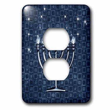 Imagem de 3dRose Capa de tomada com 2 plugues azul Hanukkah Menorah Lsp_52282_6