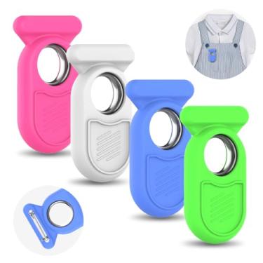 Imagem de [Pacote com 4] Capa de silicone para Galaxy Smart Tag 2, suporte oculto para SmartTag 2, proteção total para Galaxy Smart Tag 2, capa para coleira de cachorro, bagagem, roupas para crianças idosas