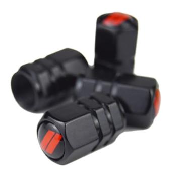 Imagem de (Conjunto de 4) // Haste de válvula de pneu de metal com tampas de resina para Dodge Challenger Charger SRT RT Ram Capas de haste para carros, caminhões, motocicletas, SUVs, trailers e bicicletas