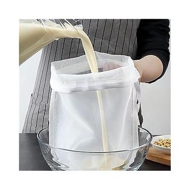Imagem de Saco de leite de nozes sacos de gaze reutilizáveis coador de leite de soja amêndoa suco de café frio malha de nylon fino pano de queijo malha fina premium malha fina grau alimentício saco de leite de