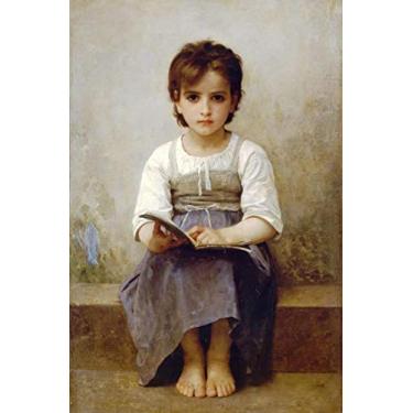 Imagem de A Lição Difícil (1884) de William Bouguereau - 30x45 - Tela Canvas Para Quadro