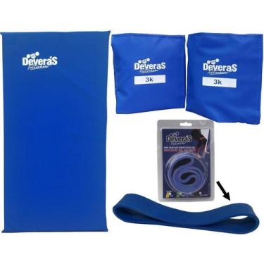 Imagem de kit tornozeleira peso 3 kg colchonete academia e mini band forte elást