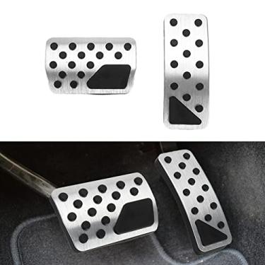 Imagem de sportuli Kit de capas de pedal de liga de alumínio antiderrapante substituto para Jeep Grand Cherokee e Dodge Durango 2011-2021, sem perfuração, freio e acelerador pastilhas de pé (prata)