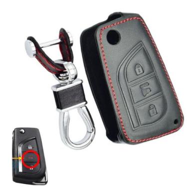 Imagem de Capa Couro Chave Canivete 3 Botões Hilux Etios Yaris Hilux SW4 Corolla
