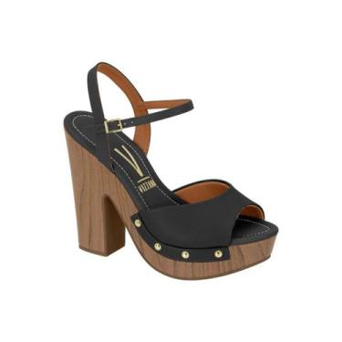 Imagem de Sandália Feminina Vizzano Salto Alto Meia Pata Plataforma , Preto, 38