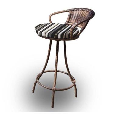 Imagem de Banqueta Giratória em Fibra Sintética - Tecido Illimani Preto - Fibra 