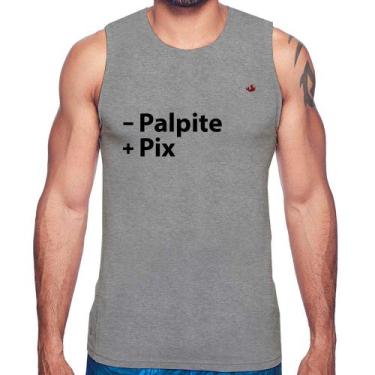 Imagem de Regata Menos Palpite Mais Pix - Foca na Moda, Cinza, G