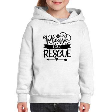 Imagem de Moletom Infantil Please Love Rescue - Foca na Moda, Branco, 14
