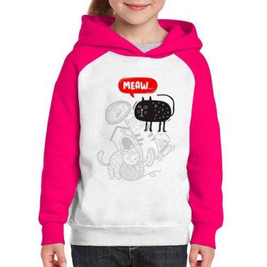 Imagem de Moletom Infantil Meaw - Foca na Moda, Branco, Rosa, 12