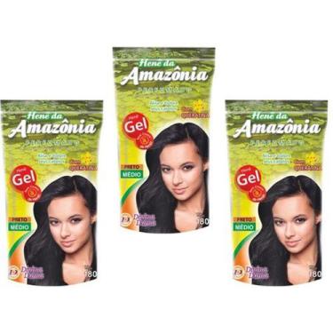 Imagem de Hene de Cabelo Gel Preto Médio Amaz Pouch Divina Dama 180g.