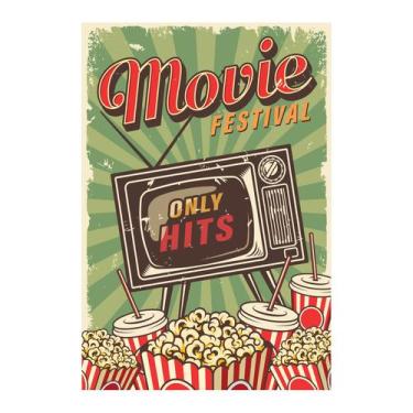 Imagem de Placa Decorativa Vintage Cinema Movie Festival 30x40cm - Quartinhos