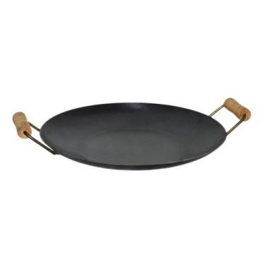 Imagem de Chapa Disco De Arado Em Aço Com Alça De Madeira - Ouro De Minas