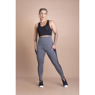 Imagem de Conjunto Fitness Feminino Top Nadador E Calça Legging Cintura Alta Com