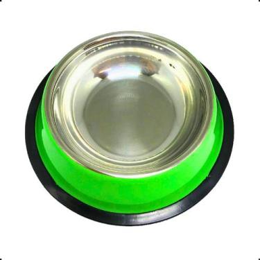 Imagem de Pote Tigela Comedouro Inox Cão Cachorro Grande 34Cm 2L Verde - NeoBlue
