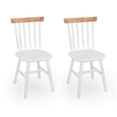 Imagem de Kit 2 Cadeiras Milena Assento Anatômico Madeira Eucalipto - Branco Fos