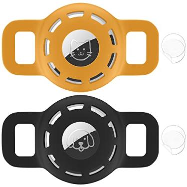 Imagem de Suporte de coleira Air Tag para Apple Air Tag, 2 unidades de suporte de coleira para animais de estimação para gatos e cães pequenos dentro de 1,27 cm e 2 pacotes de protetores para etiqueta de ar