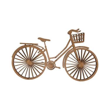 Imagem de Aplique Bicicleta com Cestinha G 20,5x12,7 Kit 50un Mdf Madeira - ATAC