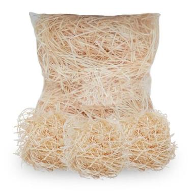Imagem de Palha Madeira Natural Decorativa para Cestas 500g Artesanato - ATACADÃ