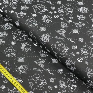 Imagem de Tecido Estampado para Patchwork - Essentials Pirata Fundo Preto (0,50x
