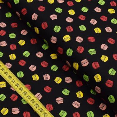 Imagem de Tecido Estampado para Patchwork - Cupcakes : Minicupcakes Fundo Preto 
