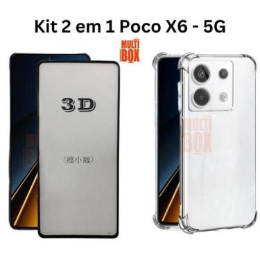 Imagem de Kit Capa Capinha Anti Impactos + Película 3D de Vidro para Poco X6 5G 