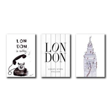 Imagem de Kit 3 Placas Decorativas Londres Inglaterra Mdf - To You Yoda, Mdf, ma