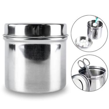Imagem de Frasco Armazenamento Aço Inox 8CM Gaze Algodão Consultório - Arte Sedu
