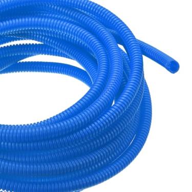 Imagem de DMiotech Tubo dividido de tear de fio de 7,6 m de polegada, protetores de cabo de conduíte flexível para animais de estimação para escritório, casa, jardim, azul