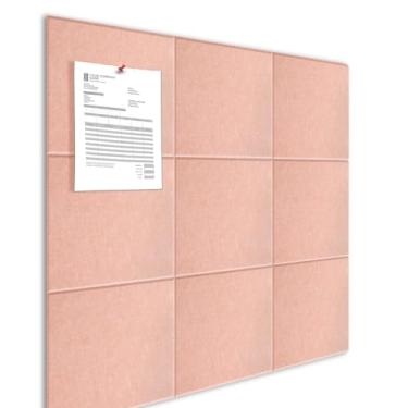 Imagem de Quadro de cortiça alternativo, azulejo autoadesivo de feltro pêssego de 30,5 x 30,5 cm, quadro de avisos para paredes, quadro de visão para casa, escritório, escola, quadros de avisos (pêssego,