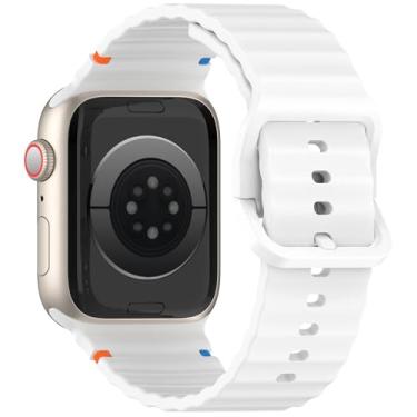 Imagem de Pulseira Ondulada LTimports compativel com Apple Watch 42mm Series 10, Apple Watch 41mm Series 9/8/7, Apple Watch 40mm Series 6/5/4/SE e Apple Watch 38mm Series 3/2/1 (LT-Branco)