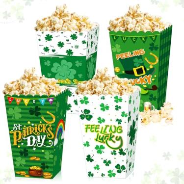 Imagem de Roaring Good Time 12 PCS St Patricks Day Party Popcorn Boxes Treat Favor Bags Irish Shamrock Party Decoration Supplies Gifts for Photography Green Dress up Favors Accessories
