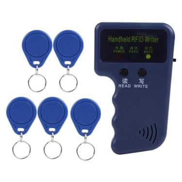 Imagem de FLEXMAN Copiadora RFID portátil, máquina de fazer cartões RFID de 125 Khz com 5 etiquetas de chave RFID, programador de cartão de identificação inteligente duplicador para verificação de presença de
