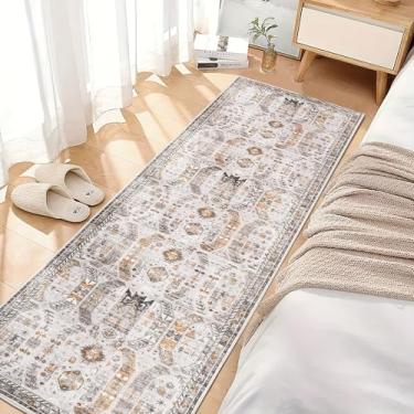 Imagem de Madane Tapete Boho Corredor Corredor - Tapete 2x5 Tapete Lavável Runner Tapetes Antiderrapantes de Cozinha de Pilha Baixa, Tapete de Lavanderia, Tapete Persa para Entrada, Quarto, Sala de Estar (60 x 12 cm, Marrom/Dourado)