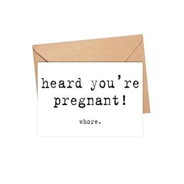 Imagem de Heard You're Pregnant! Cartão de prostituta - Cartão engraçado de chá de bebê - Cartão rude - Cartão de presente para mãe esperada - Cartão de presente de gravidez - Cartão de presente de gravidez -
