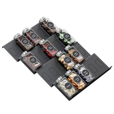 Imagem de Famhap organizador de gaveta de temperos, 4 camadas expansíveis de 11,6" a 23,2" inserção de bandeja de tempero para gavetas de cozinha, bandeja de tempero para gaveta/bancada