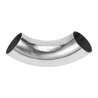 Imagem de Motoforti Tubulação de tubo de escape modificada para carro curva mandril 90 graus espessura OD 1,2 mm/18GA 63x230x1,2 mm aço inoxidável 304 tom prata