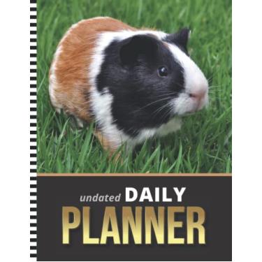 Imagem de Undated Daily Planner: 8.5x11 One Page Per Day Diary / 6AM to 7PM Hourly Schedule/With To Do List - Note Section/New Year's - Christmas Gift/Red White Black Guinea Pig Art Photo