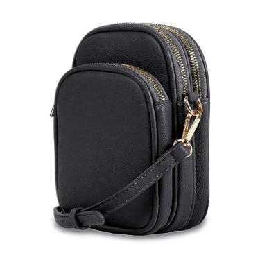 Imagem de MALI+LILI, bolsa transversal feminina leve com compartimento triplo para celular, Preto