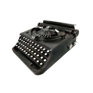 Imagem de Generic Modelo de máquina de escrever manual Design vintage Ferro Arte Máquina de escrever Estatueta Decoração para casa Escritório Bar Sala de estar Mesa, Preto