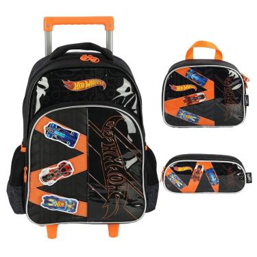 Imagem de Mochila de Rodinhas Sem Alça Luxcel Hotwheels Pistas Preto