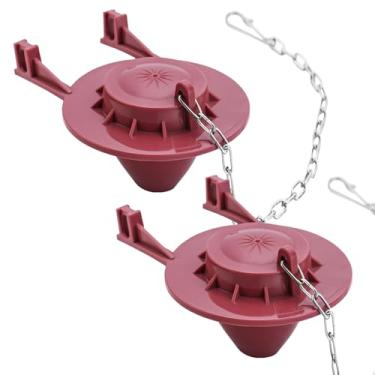 Imagem de Flapper universal de vaso sanitário de 5 cm, aba de vedação de borracha para substituição de tanque de vaso sanitário compatível com o padrão americano pacote com 2 (vermelho)