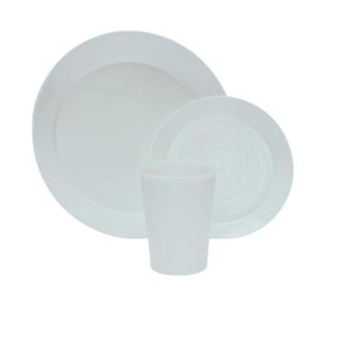 Imagem de Kit 10 Pratos P/Sobremesa 10 Pratos P/Refeição 10 Copos Festa Descartáveis Resistentes (BRANCO, COPOS 300 ML)