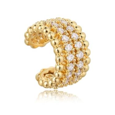 Imagem de BENEIGE Brincos de orelha femininos banhados a ouro 14 K, brincos de orelha banhados a ouro 14 K, conjunto de punhos para o dia a dia para mulheres, Latão, Sem pedra preciosa