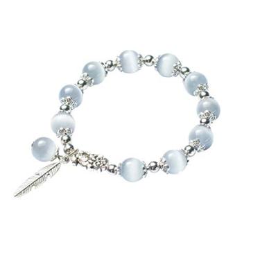 Imagem de MANRUO Feng Shui, a melhor pulseira de contas de olho de tigre natural de 10 mm com pingente de amuleto Pi Xiu/Pi Yao banhado a prata atrai sortudos ricos, 10mm, Metal