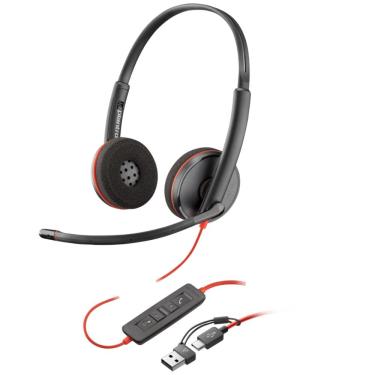 Imagem de Headset HP Poly Blackwire C3220 - Conector USB-C - Preto e Vermelho - 8X228AA