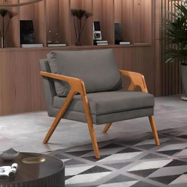 Imagem de Poltrona Mona Monique Luxo Base Madeira Maciça Cerejeira Veludo Grafit