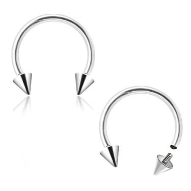 Imagem de ZYTAIJEW 2 peças 16G 6 mm/8 mm/10 mm/12 mm G23 titânio roscado internamente 4 mm bola/cone nariz septo ferradura argola sobrancelha lábio umbigo umbigo umbigo piercing piercing brincos tragus hélice,