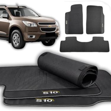 Imagem de Tapete Borracha Para S10 Cabine Dupla 2012 2013 2014 2015 2016 2017 2018 Proteção do Carpete e Assoalho